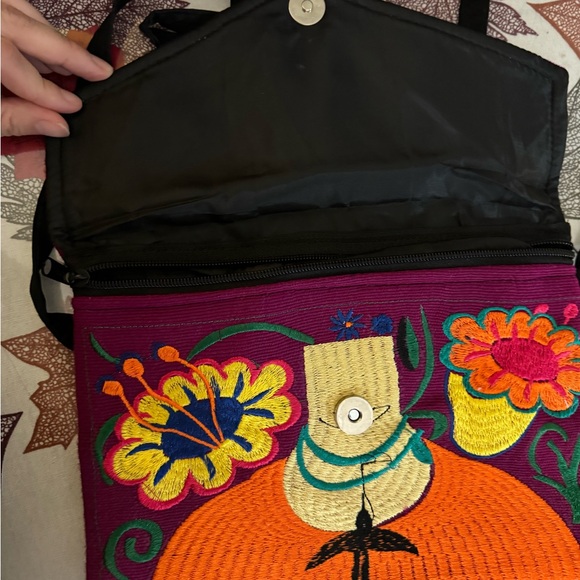 🌺Handmade Frida Kahlo Boho Bag Purse Clutch Embroidered Mexican Folk Art - Picture 5 of 7